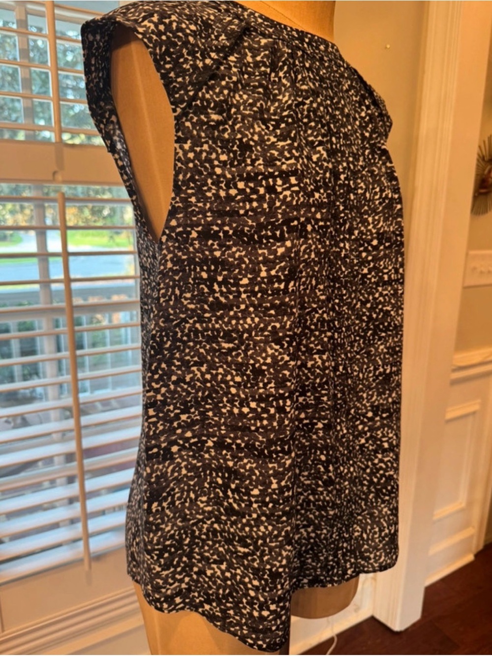 Rebecca Taylor Black and White Silk Blouse